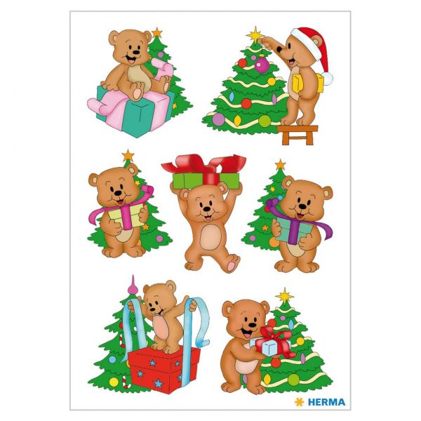 Sticker Weihnachten: Weihnachtsbären