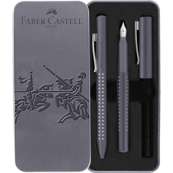 Faber-Castell Geschenkset Grip Harmony, dapple gray, Füller + Kugelschreiber