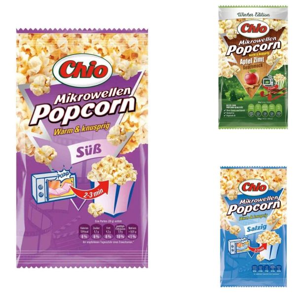 Mikrowellen Popcorn Chio, verschiedene Sorten